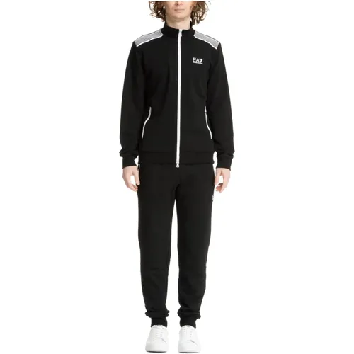 Einfarbiger Tracksuit mit Kordelzug und Reißverschluss , Herren, Größe: S - Emporio Armani EA7 - Modalova