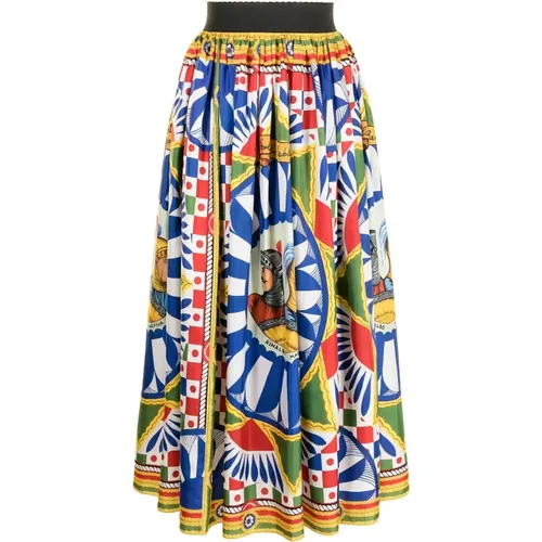 Geometric Print Silk Midi Skirt , female, Sizes: XS - Dolce & Gabbana - Modalova