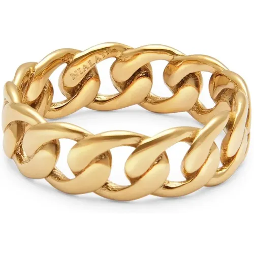 Gold Chain Ring Stainless Steel Plated , female, Sizes: 50 MM, 52 MM, 56 MM, 58 MM - Nialaya - Modalova