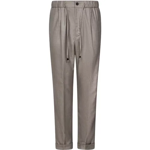 Grey Wool Twill Pleated Trousers , male, Sizes: M, 2XL - Drumohr - Modalova