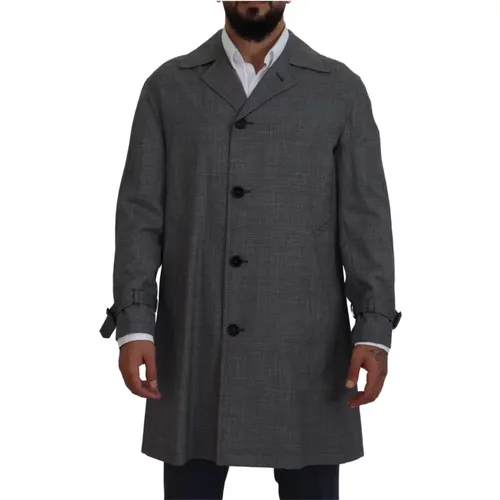 Grauer Karierte Trenchcoat, Eleganter Stil - Dolce & Gabbana - Modalova