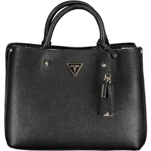 Schwarze Handtasche mit drei Fächern und Logo - Guess - Modalova
