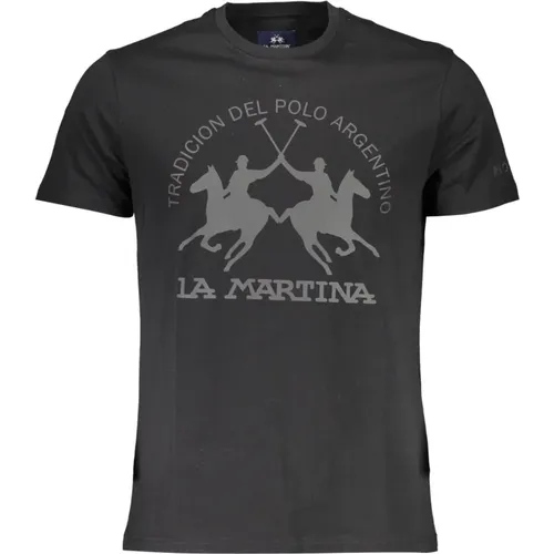 Schwarzes Baumwoll-T-Shirt mit Elegantem Druck , Herren, Größe: M - LA MARTINA - Modalova