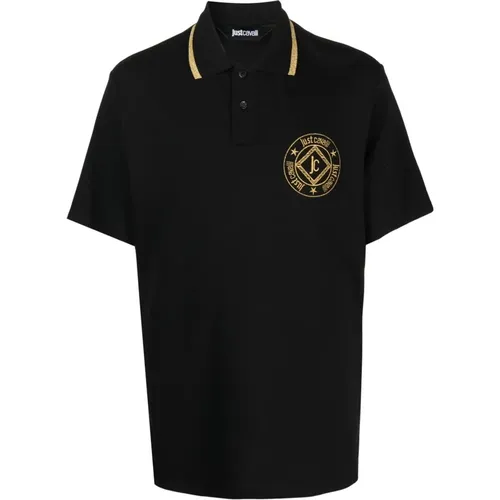 Schwarzes Poloshirt mit kurzen Ärmeln , Herren, Größe: L - Just Cavalli - Modalova