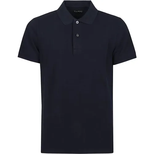 Kurzarm-Polo-Tennishemd,Polo Shirts,Hellblauer Tennis Polo Shirt,Rosa Tennis Piquet Polo Shirt - Tom Ford - Modalova