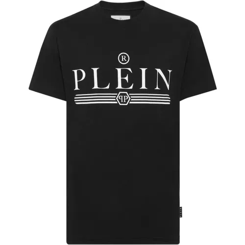 Schwarzes Logo-Print Baumwoll-T-Shirt , Herren, Größe: L - Philipp Plein - Modalova