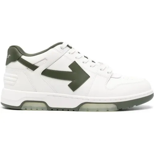 Off , Green Leather Sneakers , male, Sizes: 8 1/2 UK, 8 UK, 9 UK, 6 UK, 11 UK - Off White - Modalova