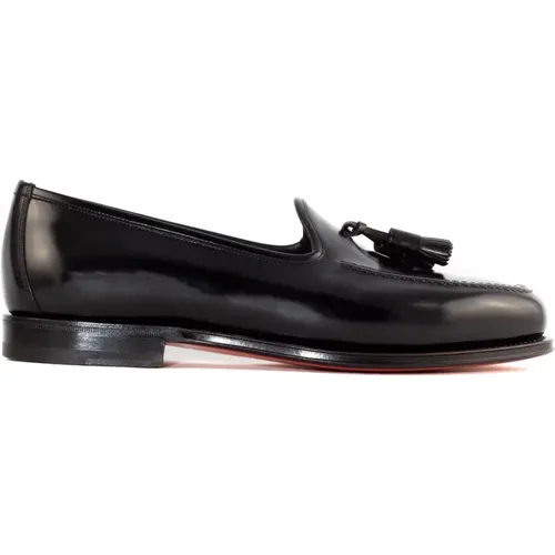 Schwarze Leder Quastenloafer Schuhe - Santoni - Modalova