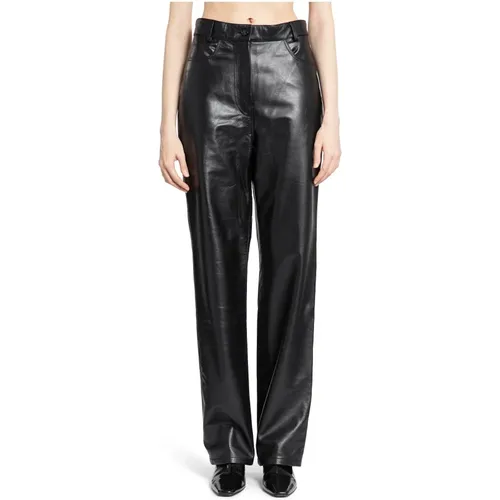 Leather High-Waisted Trousers , female, Sizes: S - TotêMe - Modalova