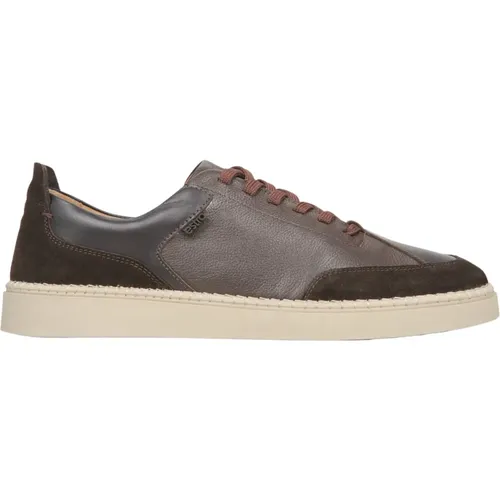 Herren braune Low-Top-Sneaker aus hochwertigem italienischem Leder und Velours Er00115642 , Herren, Größe: 40 EU - Estro - Modalova