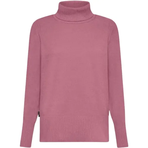 Chenille Rollkragenpullover Rosa Samt , Damen, Größe: L - RRD - Modalova