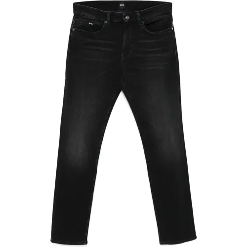 Slim Fit Jeans with Leather Logo , male, Sizes: W40 - Hugo Boss - Modalova