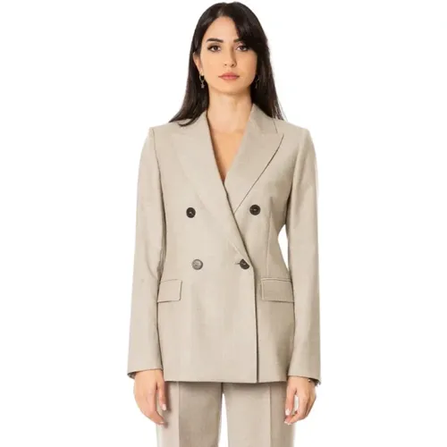 Doppelreihiger Flanell Wollblazer - Max Mara Studio - Modalova