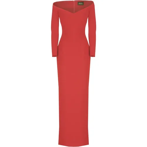 Rotes Kleid mit Bootsausschnitt und Langen Ärmeln - Solace London - Modalova