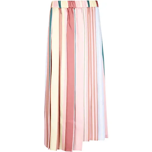 Striped Polyester Midi Skirt , female, Sizes: L, 3XS, S - Max Mara Weekend - Modalova