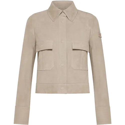 Elegant Suede Jacket , Damen, Größe: L - Peuterey - Modalova