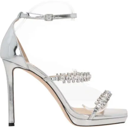 Silver Strass Leather Sandals , female, Sizes: 6 UK, 5 1/2 UK, 7 UK - Jimmy Choo - Modalova