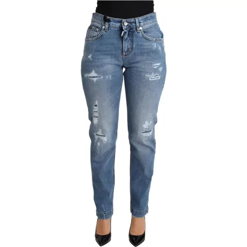 Blaue High Waist Skinny Jeans , Damen, Größe: L - Dolce & Gabbana - Modalova