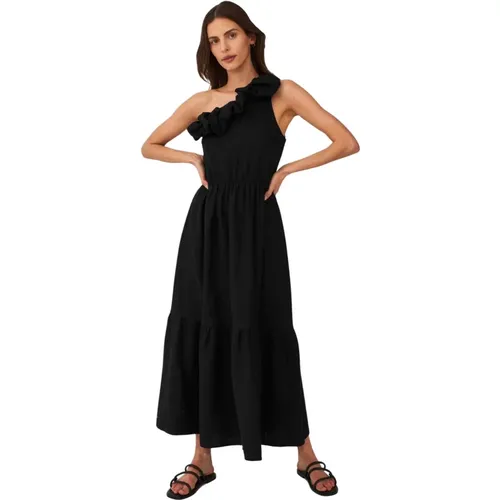 Asymmetrisches Schwarzes Roma Kleid , Damen, Größe: M - Undress Code - Modalova