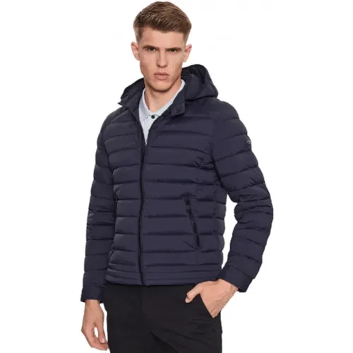 Men39 Navy Hooded Jacket , male, Sizes: XS - Guess - Modalova