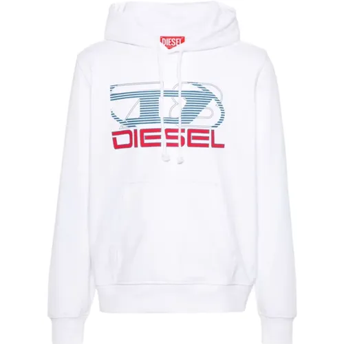 Weiße Sweatshirt mit Frontdruck , Herren, Größe: S - Diesel - Modalova