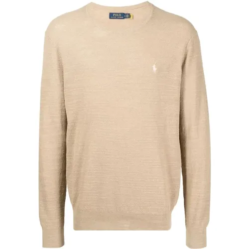 Klassischer Beiger Strickpullover , Herren, Größe: S - Polo Ralph Lauren - Modalova