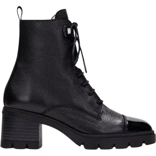 Leather military style ankle boot with glossy toe detail , female, Sizes: 7 UK, 4 UK, 3 UK, 6 UK - Hispanitas - Modalova