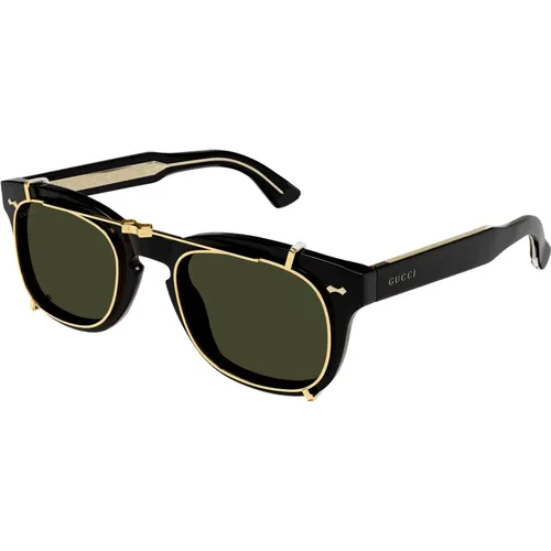 Black/Green Clip-On Sunglasses,Transparent /Grey Sunglasses - Gucci - Modalova