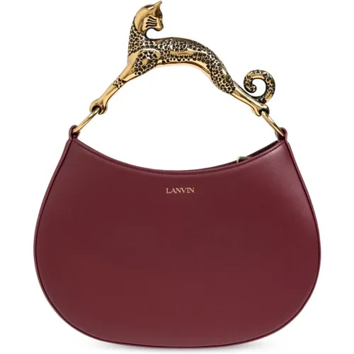 Bordeaux Hobo Cat Leather Bag , female, Sizes: ONE SIZE - Lanvin - Modalova