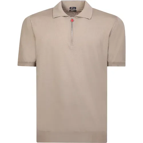 Brown Cotton Zip Polo Shirt , male, Sizes: XL - Kiton - Modalova