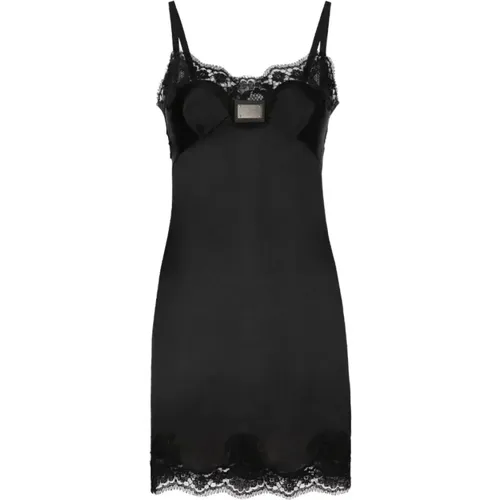 Schwarzes Minikleid mit Spitzenverzierung - Dolce & Gabbana - Modalova