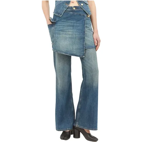 Abnehmbarer Rock Flare Jeans , Damen, Größe: W26 - Ganni - Modalova