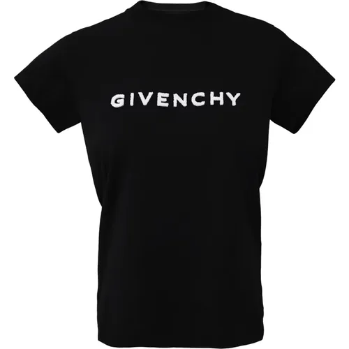 Schwarzes T-Shirt mit Signatur-Logo - Givenchy - Modalova