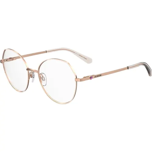 Copper Gold Nude Eyewear Frames , unisex, Sizes: 55 MM - Love Moschino - Modalova