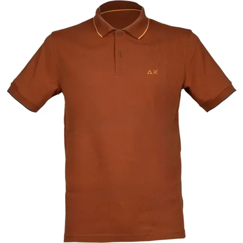 Rust Striped Collar Polo Shirt , male, Sizes: L, 3XL, S, XL, 2XL - Sun68 - Modalova