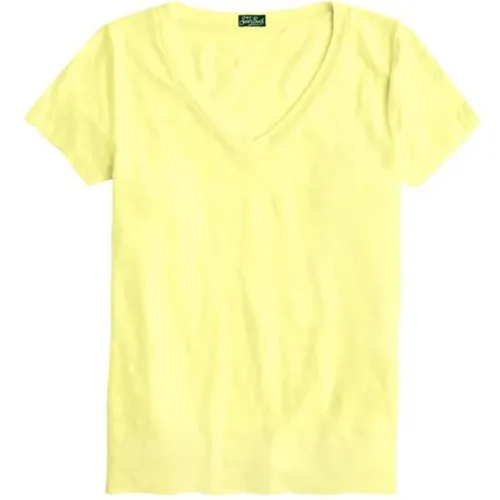 Gelbes Leinen V-Ausschnitt T-Shirt Eloise - MC2 Saint Barth - Modalova