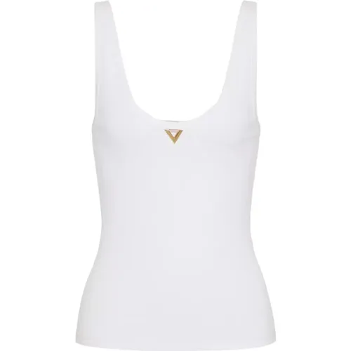 Sophisticated Gold Logo Sleeveless Top , female, Sizes: M, XS, L - Valentino Garavani - Modalova