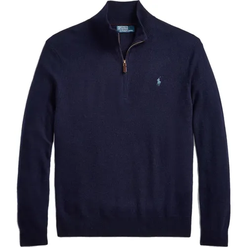 Blauer Wollpullover mit Mock-Kragen - Polo Ralph Lauren - Modalova