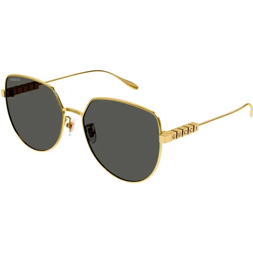 Gold/Graue Sonnenbrille , Damen, Größe: 58 MM - Gucci - Modalova