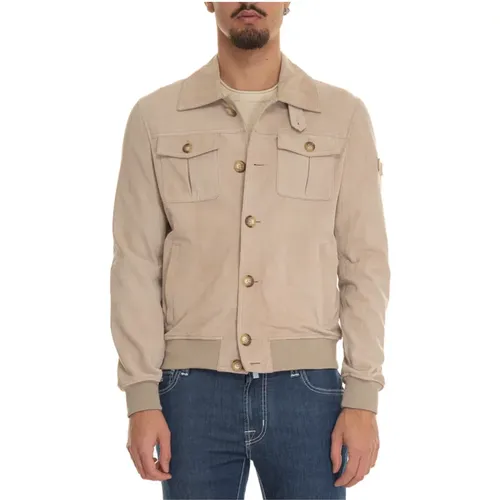 Classic Suede Leather Jacket , male, Sizes: L - Peuterey - Modalova