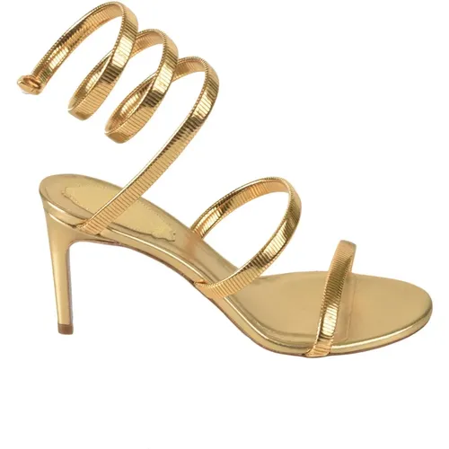 Golden Sandals for Women , female, Sizes: 3 1/2 UK - René Caovilla - Modalova