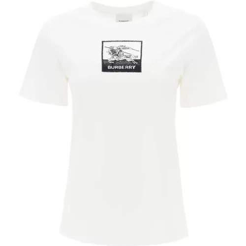 Margot T-Shirt mit EKD-Stickerei , Damen, Größe: M - Burberry - Modalova