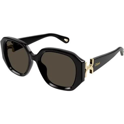 Schwarze Braune Sonnenbrille Modell 001 - Chloé - Modalova