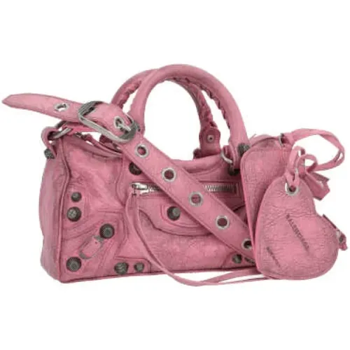 Nietenbesetzte Lederhandtasche in Antikrosa,Rosa Mini Leder Duffle Tasche - Balenciaga - Modalova