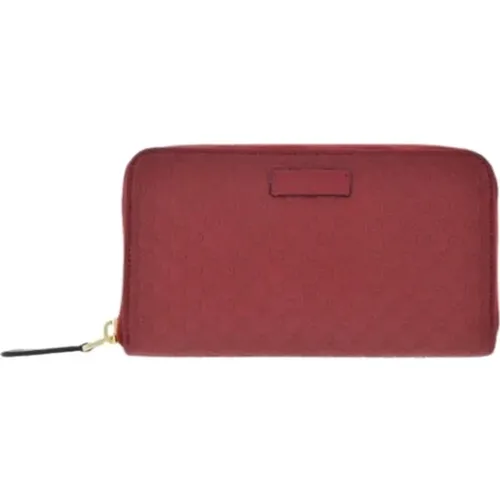 Rote Lederbrieftasche mit Microsima-Druck - Gucci - Modalova