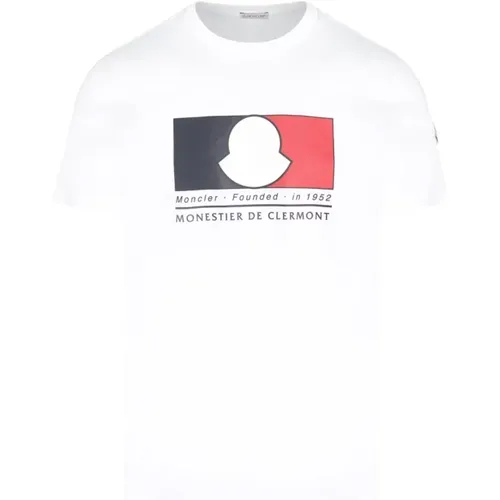 Box Logo Baumwoll T-Shirt , Herren, Größe: M - Moncler - Modalova