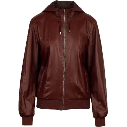 Timeless Leather Jacket with Drawstring Hoodie , female, Sizes: XL - Gucci Vintage - Modalova