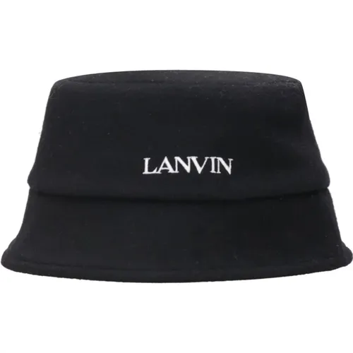 Schwarzer Hut mit Besticktem Logo - Lanvin - Modalova