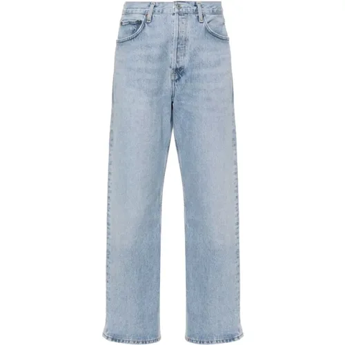 Stonewashed Straight-Leg Jeans mit Metall-Details , Damen, Größe: W28 - Agolde - Modalova
