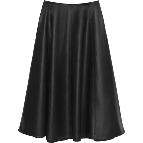 Leather Pleated Panel Skirt , female, Sizes: S, M - Msgm - Modalova